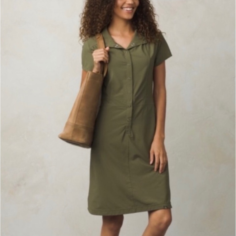 Prana Shadyn Green Cargo Athletic Shirt Dress